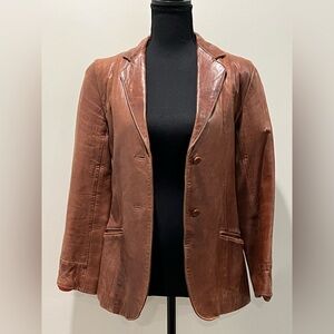 Vintage 70’s chestnut brown fitted leather blazer. Women’s small. Cowgirl Chic!